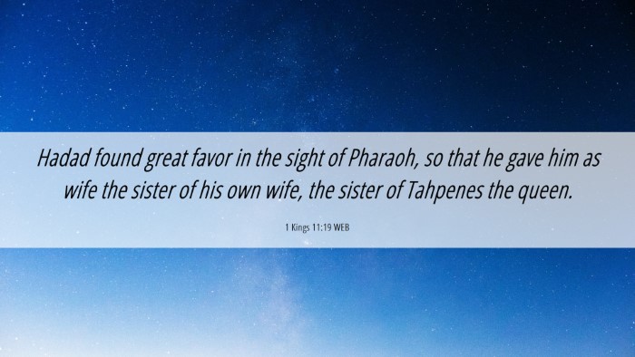 Picture 06 - 1 Kings 11:19 WEB Desktop Wallpaper - Hadad found great favor in the sight of Pharaoh, - Desktop Bible Verse Wallpaper