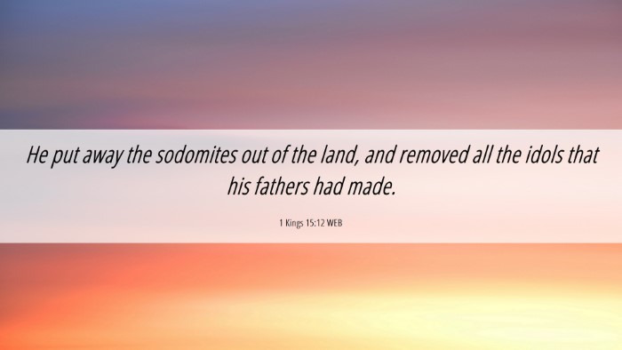 Picture 06 - 1 Kings 15:12 WEB Desktop Wallpaper - He put away the sodomites out of the land, and - Desktop Bible Verse Wallpaper