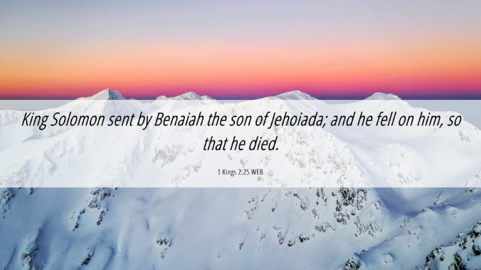 Picture 06 - 1 Kings 2:25 WEB Desktop Wallpaper - King Solomon sent by Benaiah the son of Jehoiada; - Desktop Bible Verse Wallpaper