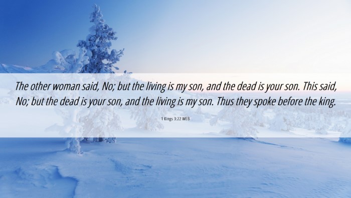 Picture 06 - 1 Kings 3:22 WEB Desktop Wallpaper - The other woman said, No; but the living is my - Desktop Bible Verse Wallpaper