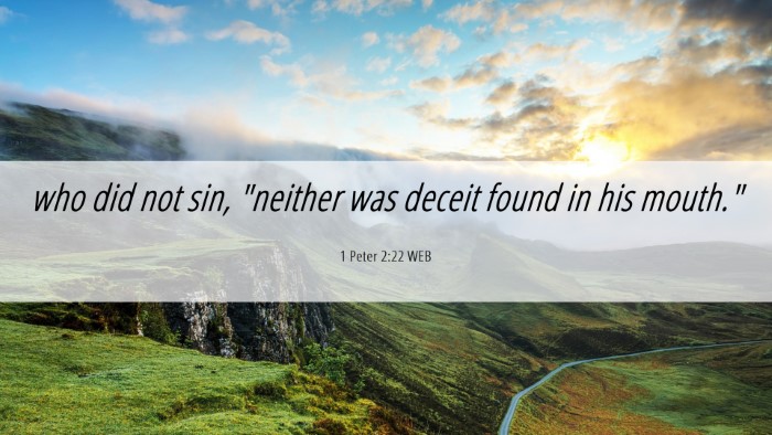 Picture 06 - 1 Peter 2:22 WEB Desktop Wallpaper - who did not sin, 