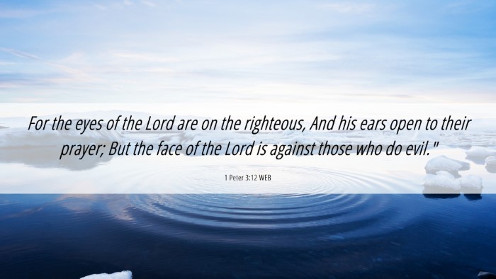 Picture 06 - 1 Peter 3:12 WEB Desktop Wallpaper - For the eyes of the Lord are on the righteous, - Desktop Bible Verse Wallpaper