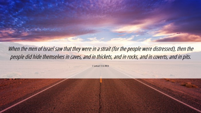 Picture 06 - 1 Samuel 13:6 WEB Desktop Wallpaper - When the men of Israel saw that they were in a - Desktop Bible Verse Wallpaper