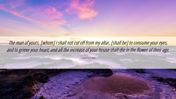 Picture 06 - 1 Samuel 2:33 WEB Desktop Wallpaper - The man of yours, [whom] I shall not cut off from - Desktop Bible Verse Wallpaper