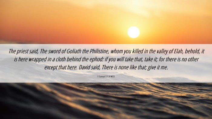 Picture 06 - 1 Samuel 21:9 WEB Desktop Wallpaper - The priest said, The sword of Goliath the - Desktop Bible Verse Wallpaper