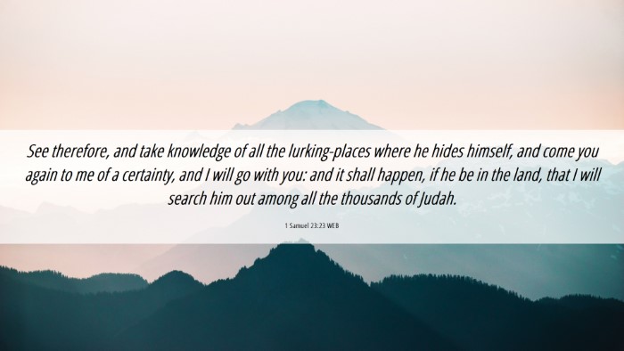 Picture 06 - 1 Samuel 23:23 WEB Desktop Wallpaper - See therefore, and take knowledge of all the - Desktop Bible Verse Wallpaper