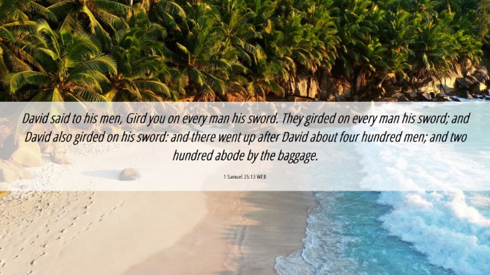 Picture 06 - 1 Samuel 25:13 WEB Desktop Wallpaper - David said to his men, Gird you on every man his - Desktop Bible Verse Wallpaper