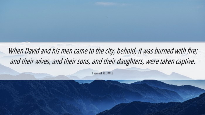 Picture 06 - 1 Samuel 30:3 WEB Desktop Wallpaper - When David and his men came to the city, behold, - Desktop Bible Verse Wallpaper