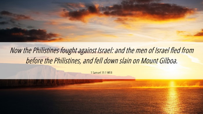 Picture 06 - 1 Samuel 31:1 WEB Desktop Wallpaper - Now the Philistines fought against Israel: and - Desktop Bible Verse Wallpaper