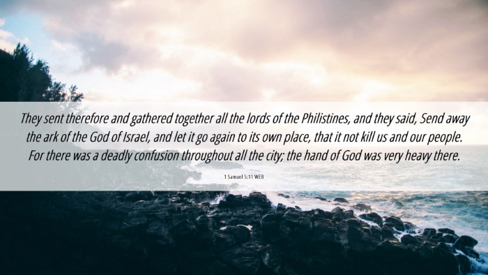 Picture 06 - 1 Samuel 5:11 WEB Desktop Wallpaper - They sent therefore and gathered together all the - Desktop Bible Verse Wallpaper