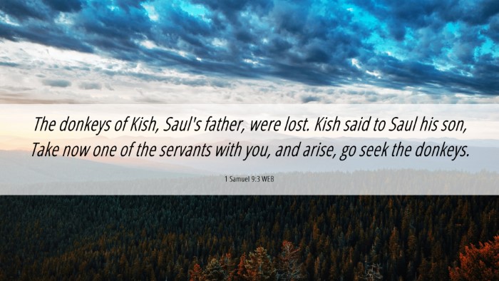 Picture 06 - 1 Samuel 9:3 WEB Desktop Wallpaper - The donkeys of Kish, Saul's father, were lost. - Desktop Bible Verse Wallpaper