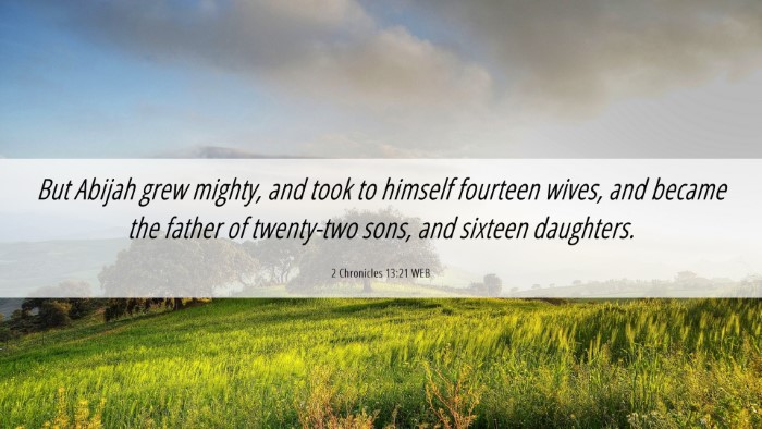 Picture 06 - 2 Chronicles 13:21 WEB Desktop Wallpaper - But Abijah grew mighty, and took to himself - Desktop Bible Verse Wallpaper