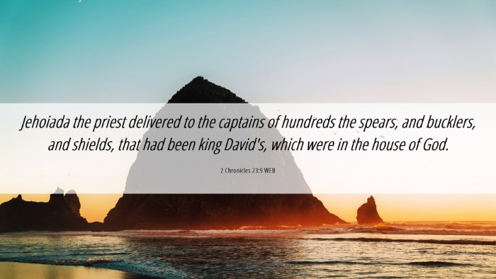 Picture 06 - 2 Chronicles 23:9 WEB Desktop Wallpaper - Jehoiada the priest delivered to the captains of - Desktop Bible Verse Wallpaper