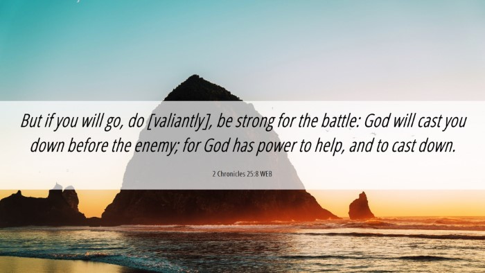 Picture 06 - 2 Chronicles 25:8 WEB Desktop Wallpaper - But if you will go, do [valiantly], be strong for - Desktop Bible Verse Wallpaper