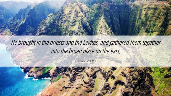 Picture 06 - 2 Chronicles 29:4 WEB Desktop Wallpaper - He brought in the priests and the Levites, and - Desktop Bible Verse Wallpaper