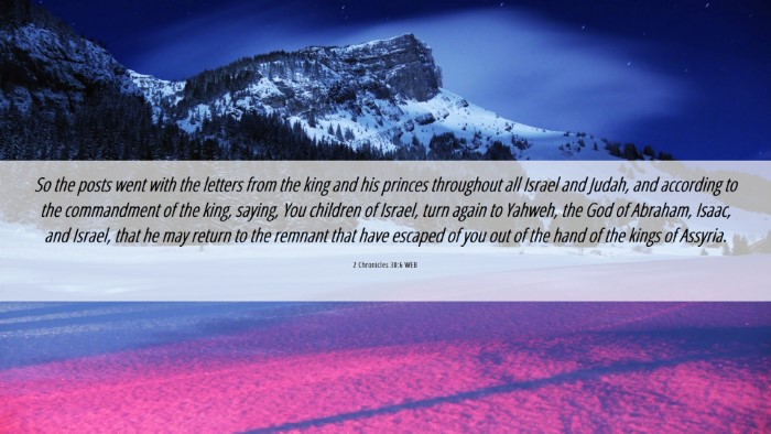 Picture 06 - 2 Chronicles 30:6 WEB Desktop Wallpaper - So the posts went with the letters from the king - Desktop Bible Verse Wallpaper