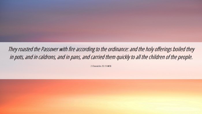 Picture 06 - 2 Chronicles 35:13 WEB Desktop Wallpaper - They roasted the Passover with fire according to - Desktop Bible Verse Wallpaper