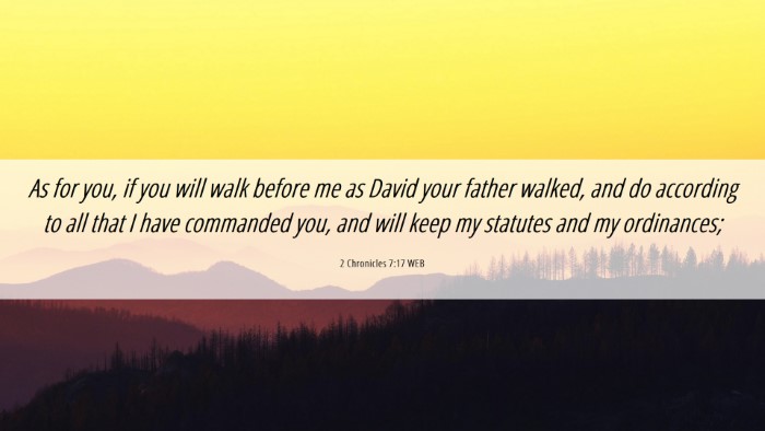 Picture 06 - 2 Chronicles 7:17 WEB Desktop Wallpaper - As for you, if you will walk before me as David - Desktop Bible Verse Wallpaper