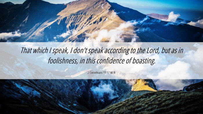 Picture 06 - 2 Corinthians 11:17 WEB Desktop Wallpaper - That which I speak, I don't speak according to - Desktop Bible Verse Wallpaper