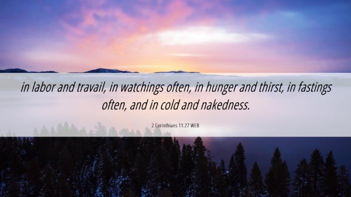 Picture 06 - 2 Corinthians 11:27 WEB Desktop Wallpaper - in labor and travail, in watchings often, in - Desktop Bible Verse Wallpaper