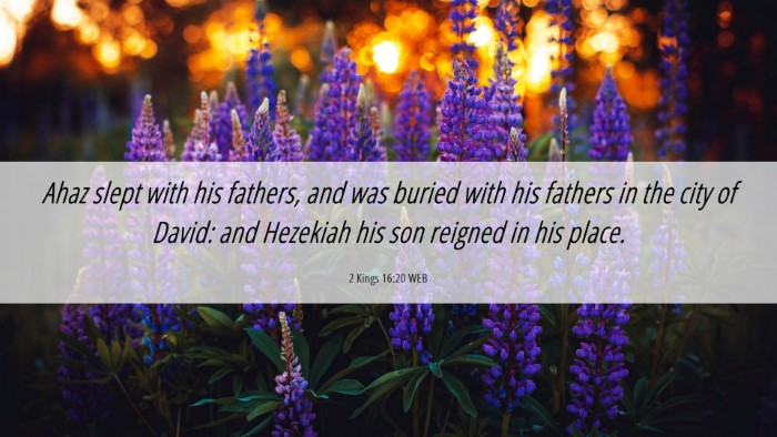 Picture 06 - 2 Kings 16:20 WEB Desktop Wallpaper - Ahaz slept with his fathers, and was buried with - Desktop Bible Verse Wallpaper
