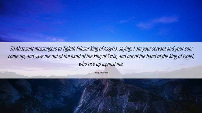 Picture 06 - 2 Kings 16:7 WEB Desktop Wallpaper - So Ahaz sent messengers to Tiglath Pileser king - Desktop Bible Verse Wallpaper