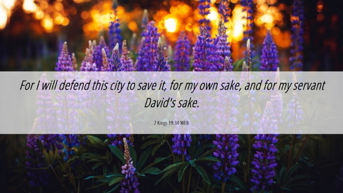 Picture 06 - 2 Kings 19:34 WEB Desktop Wallpaper - For I will defend this city to save it, for my - Desktop Bible Verse Wallpaper