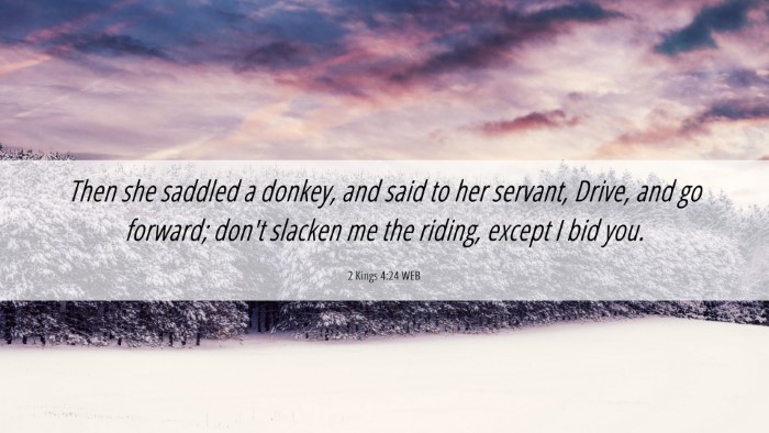 Picture 06 - 2 Kings 4:24 WEB Desktop Wallpaper - Then she saddled a donkey, and said to her - Desktop Bible Verse Wallpaper