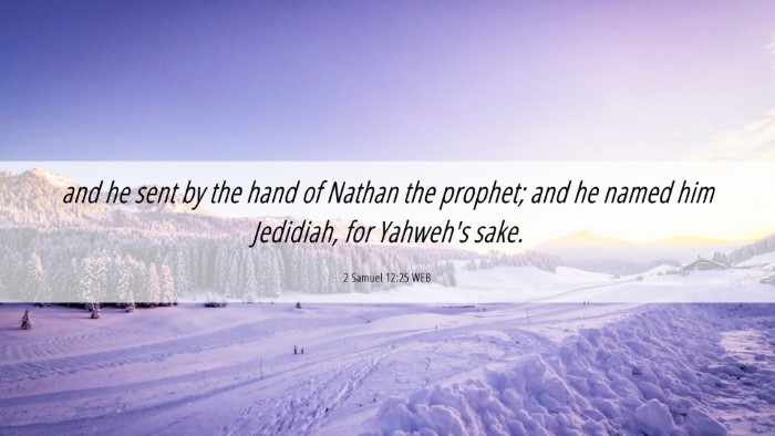 Picture 06 - 2 Samuel 12:25 WEB Desktop Wallpaper - and he sent by the hand of Nathan the prophet; - Desktop Bible Verse Wallpaper