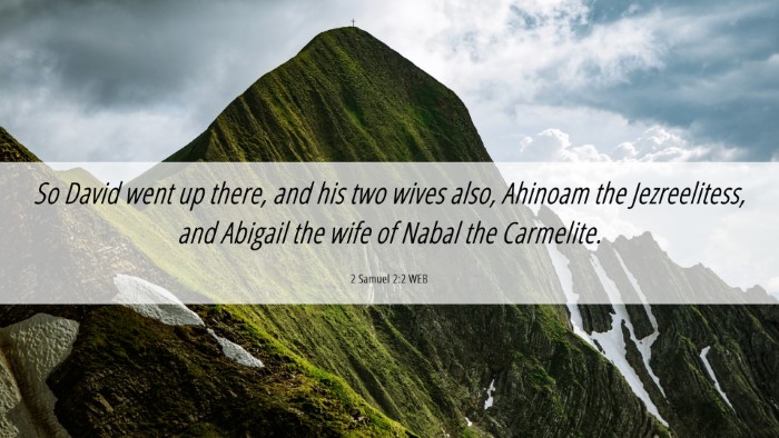 Picture 06 - 2 Samuel 2:2 WEB Desktop Wallpaper - So David went up there, and his two wives also, - Desktop Bible Verse Wallpaper