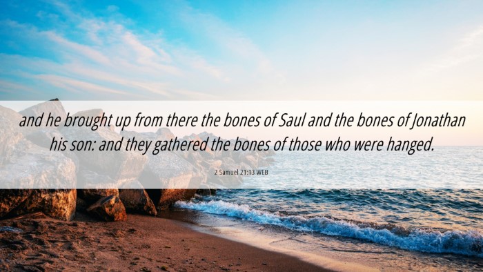 Picture 06 - 2 Samuel 21:13 WEB Desktop Wallpaper - and he brought up from there the bones of Saul - Desktop Bible Verse Wallpaper