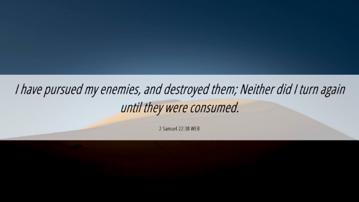 Picture 06 - 2 Samuel 22:38 WEB Desktop Wallpaper - I have pursued my enemies, and destroyed them; - Desktop Bible Verse Wallpaper