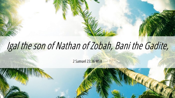 Picture 06 - 2 Samuel 23:36 WEB Desktop Wallpaper - Igal the son of Nathan of Zobah, Bani the - Desktop Bible Verse Wallpaper