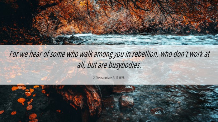 Picture 06 - 2 Thessalonians 3:11 WEB Desktop Wallpaper - For we hear of some who walk among you in - Desktop Bible Verse Wallpaper