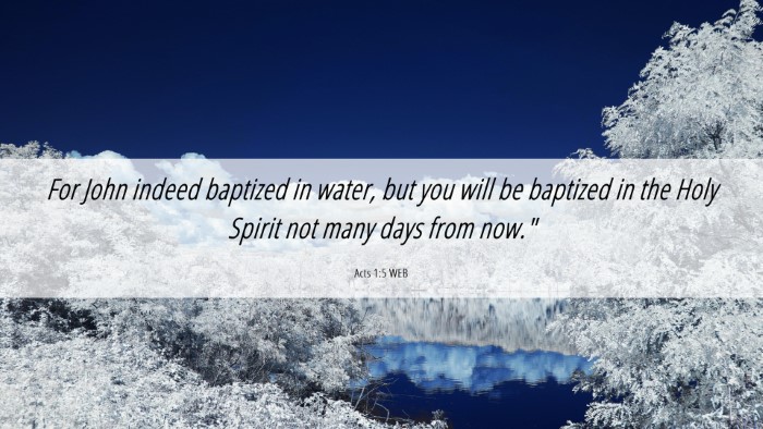 Picture 06 - Acts 1:5 WEB Desktop Wallpaper - For John indeed baptized in water, but you will - Desktop Bible Verse Wallpaper