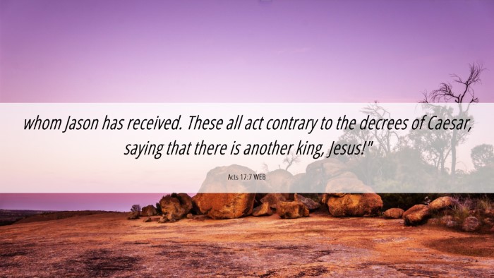 Picture 06 - Acts 17:7 WEB Desktop Wallpaper - whom Jason has received. These all act contrary - Desktop Bible Verse Wallpaper