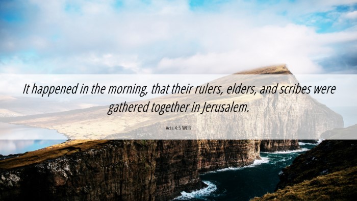 Picture 06 - Acts 4:5 WEB Desktop Wallpaper - It happened in the morning, that their rulers, - Desktop Bible Verse Wallpaper
