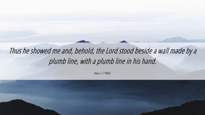 Picture 06 - Amos 7:7 WEB Desktop Wallpaper - Thus he showed me and, behold, the Lord stood - Desktop Bible Verse Wallpaper