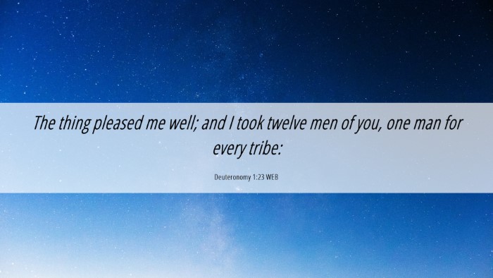 Picture 06 - Deuteronomy 1:23 WEB Desktop Wallpaper - The thing pleased me well; and I took twelve men - Desktop Bible Verse Wallpaper