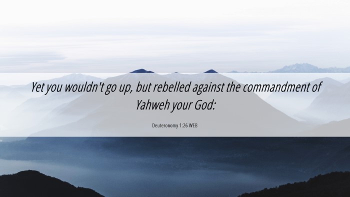 Picture 06 - Deuteronomy 1:26 WEB Desktop Wallpaper - Yet you wouldn't go up, but rebelled against the - Desktop Bible Verse Wallpaper