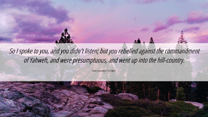 Picture 06 - Deuteronomy 1:43 WEB Desktop Wallpaper - So I spoke to you, and you didn't listen; but you - Desktop Bible Verse Wallpaper