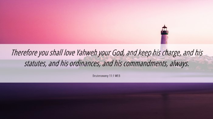 Picture 06 - Deuteronomy 11:1 WEB Desktop Wallpaper - Therefore you shall love Yahweh your God, and - Desktop Bible Verse Wallpaper