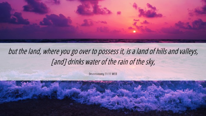 Picture 06 - Deuteronomy 11:11 WEB Desktop Wallpaper - but the land, where you go over to possess it, is - Desktop Bible Verse Wallpaper