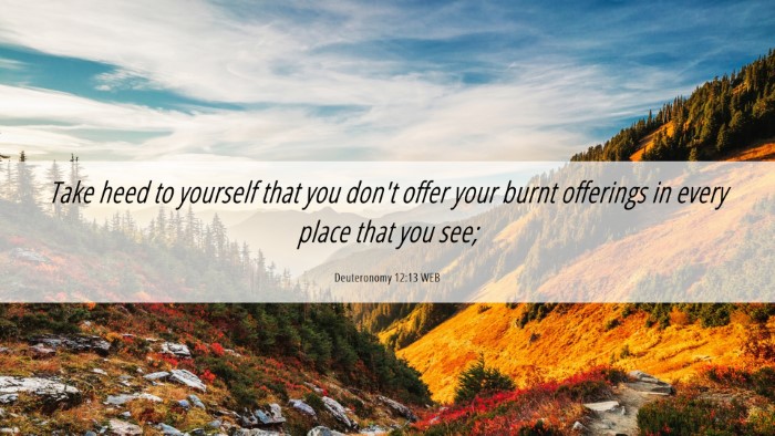 Picture 06 - Deuteronomy 12:13 WEB Desktop Wallpaper - Take heed to yourself that you don't offer your - Desktop Bible Verse Wallpaper