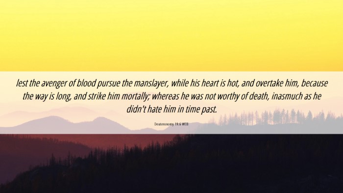 Picture 06 - Deuteronomy 19:6 WEB Desktop Wallpaper - lest the avenger of blood pursue the manslayer, - Desktop Bible Verse Wallpaper