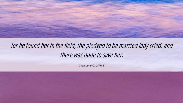 Picture 06 - Deuteronomy 22:27 WEB Desktop Wallpaper - for he found her in the field, the pledged to be - Desktop Bible Verse Wallpaper