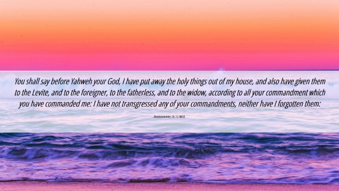 Picture 06 - Deuteronomy 26:13 WEB Desktop Wallpaper - You shall say before Yahweh your God, I have put - Desktop Bible Verse Wallpaper