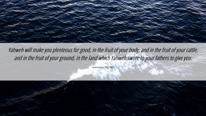 Picture 06 - Deuteronomy 28:11 WEB Desktop Wallpaper - Yahweh will make you plenteous for good, in the - Desktop Bible Verse Wallpaper
