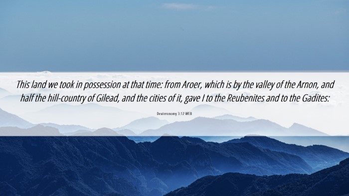 Picture 06 - Deuteronomy 3:12 WEB Desktop Wallpaper - This land we took in possession at that time: - Desktop Bible Verse Wallpaper