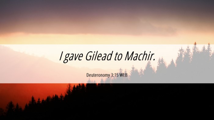 Picture 06 - Deuteronomy 3:15 WEB Desktop Wallpaper - I gave Gilead to - Desktop Bible Verse Wallpaper